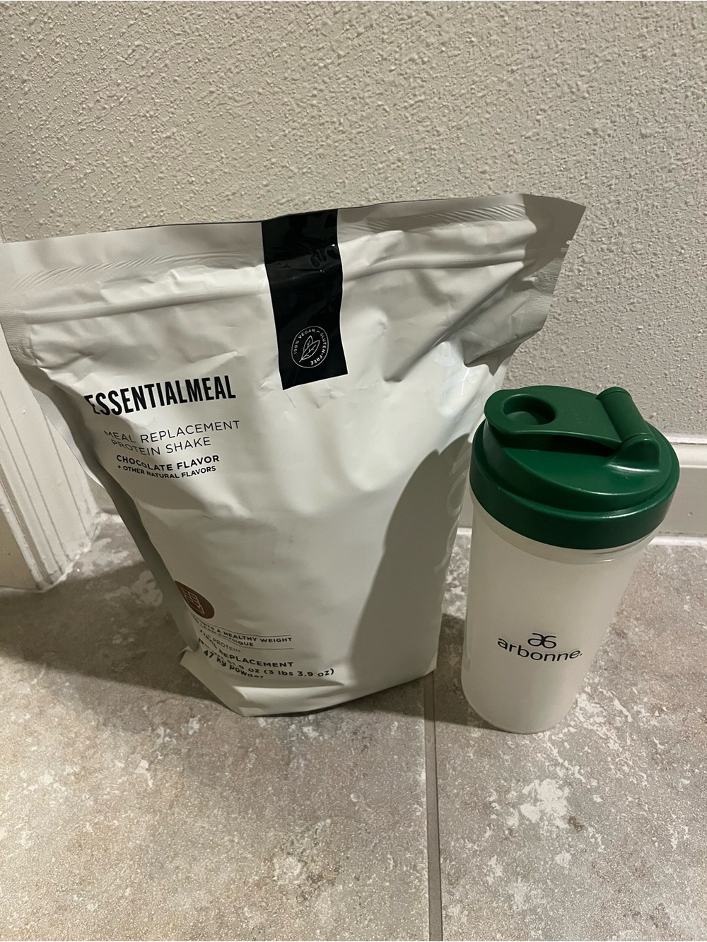 Arbonne White Bottle with Forest Green Lid Shaker